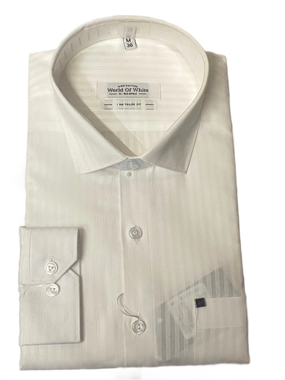 Men's Premium White Textured Formal Shirt – Full Sleeve Classic Office Wear