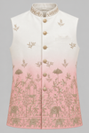 Royal Ivory & Blush Pink Embroidered Modi Jacket