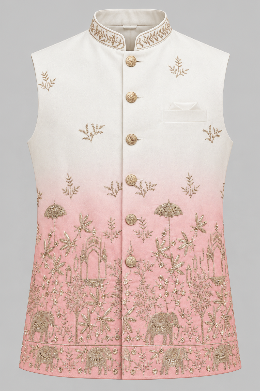 Royal Ivory & Blush Pink Embroidered Modi Jacket