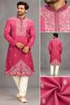 Men's Pink Ombre Embroidered Kurta Set