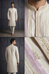 Ivory Textured Embroidered Kurta Set