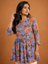 Women's Lavender Floral Printed Short Kurti