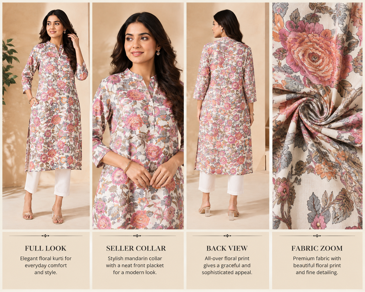 Ivory Bloom Floral Kurti