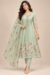 Mint Green Floral Embroidered Anarkali Set