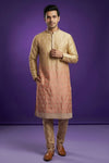Men’s Gold & Peach Ombre Embroidered Kurta