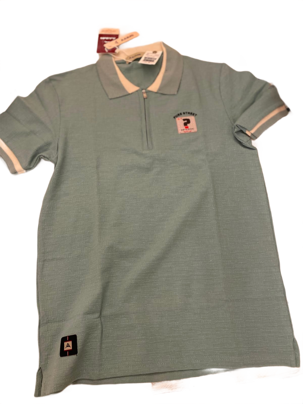 Pure Street Sage Green Zip Polo T-Shirt for Men