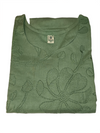 Women's Sage Green Floral Embroidered Straight Kurta Pant Set