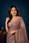 Elegant Mauve Designer Saree with Delicate Floral Weave