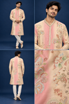 Pastel Peach Floral Festive Kurta Set