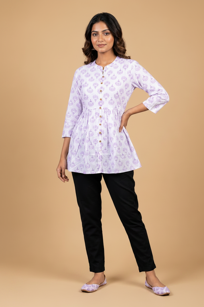 Printed Peplum Top for Women