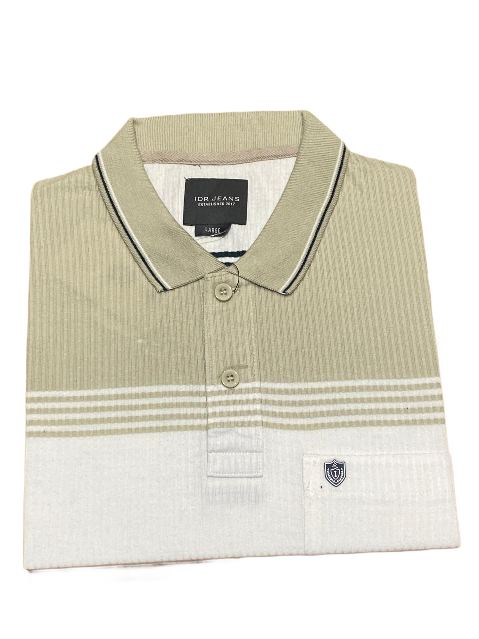 Men's Olive & Navy Striped Polo T-Shirt – Premium Casual Wear