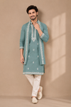 Sage Green Embroidered Kurta with Stole