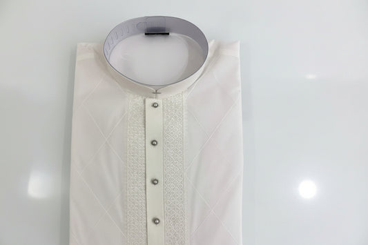Classic White Embroidered Kurta Pajama for Men