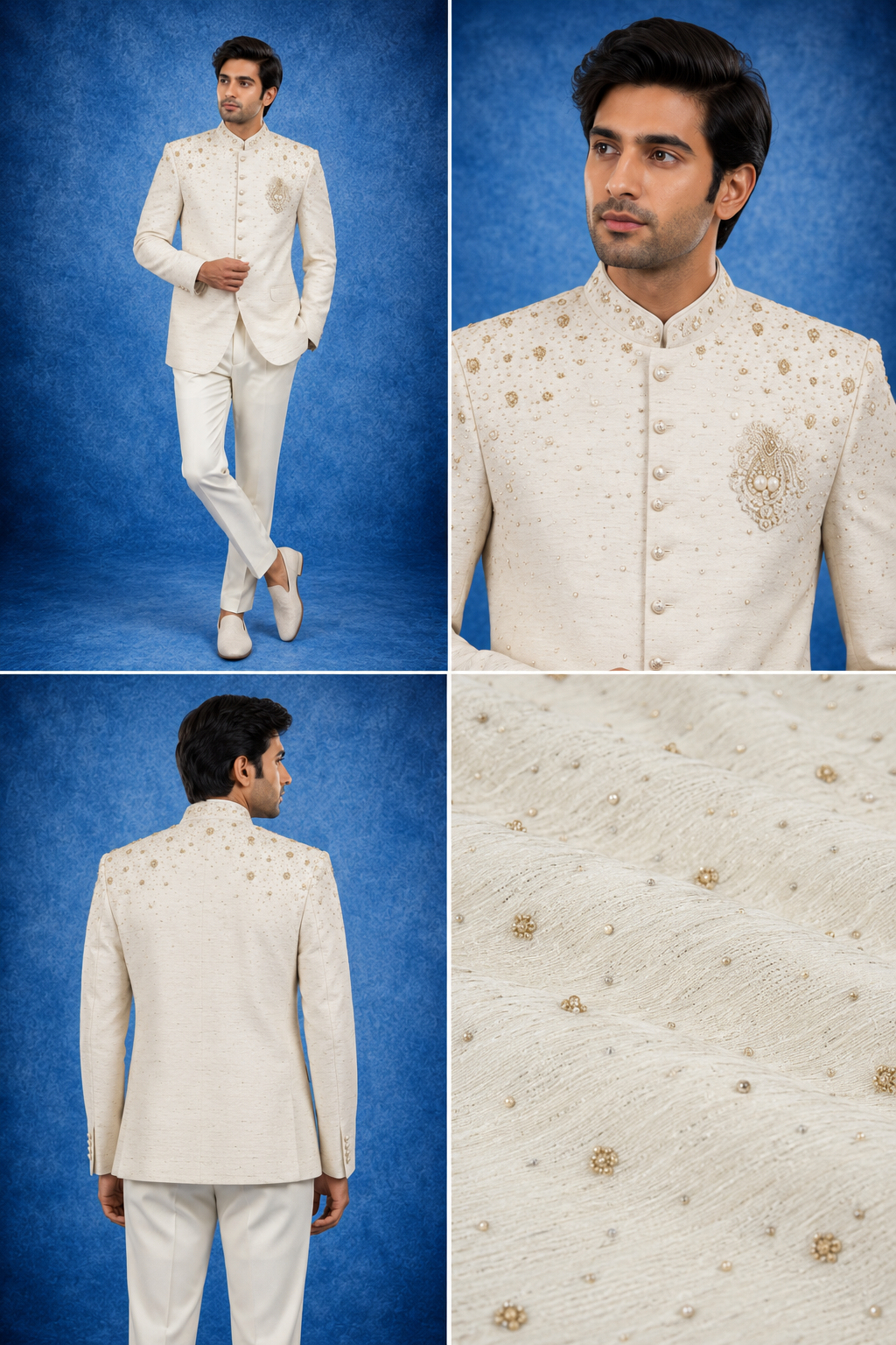 Ivory Embroidered Jodhpuri Bandhgala Suit
