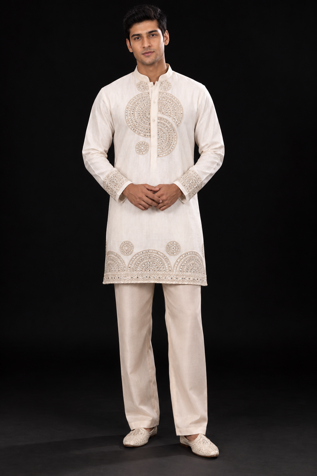 Ivory Embroidered Festive Kurta Set