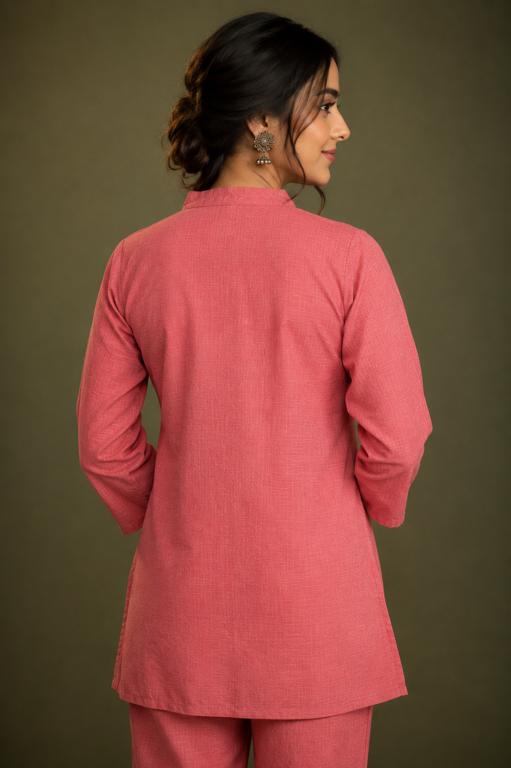 Pink Floral Embroidered Kurta Pant Set