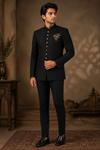 Classic Black Embroidered Jodhpuri Bandhgala Suit