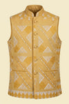 Mustard Gold Embroidered Nehru Jacket