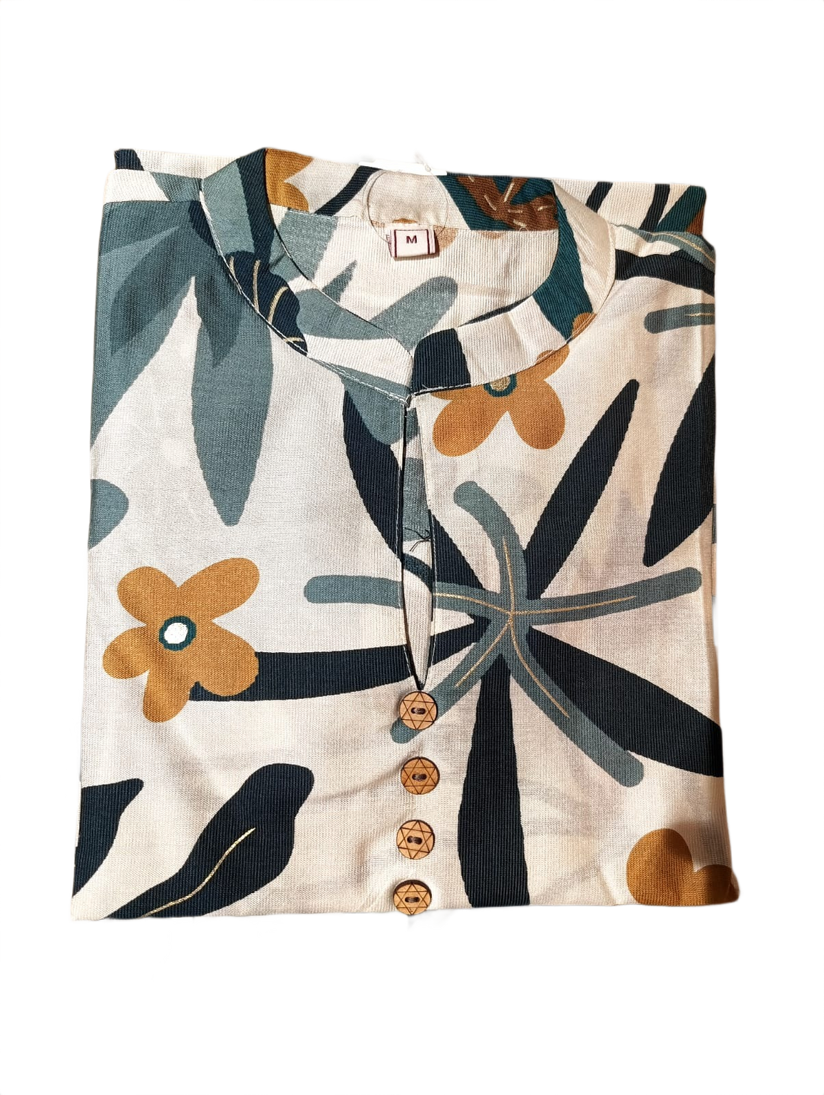 Teal Bloom Printed Long Kurti