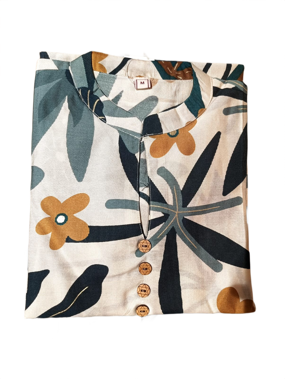 Teal Bloom Printed Long Kurti