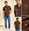 Men's Casual Brown Graphic Print Short Sleeve Shirt | Slim Fit