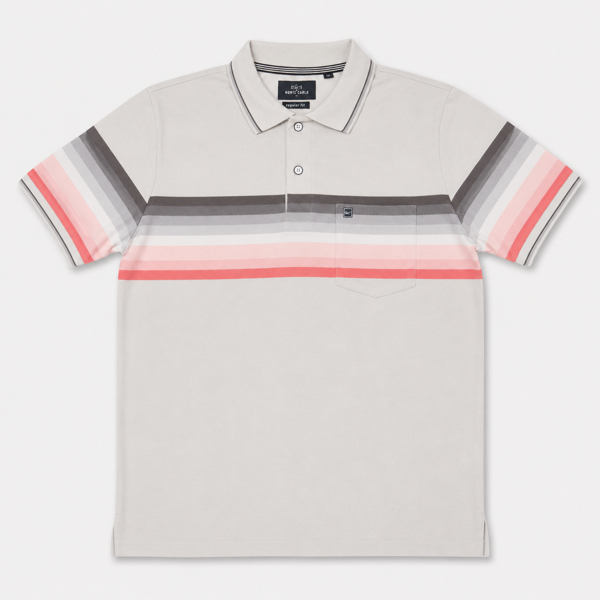 Men’s Light Grey Striped Polo T-Shirt