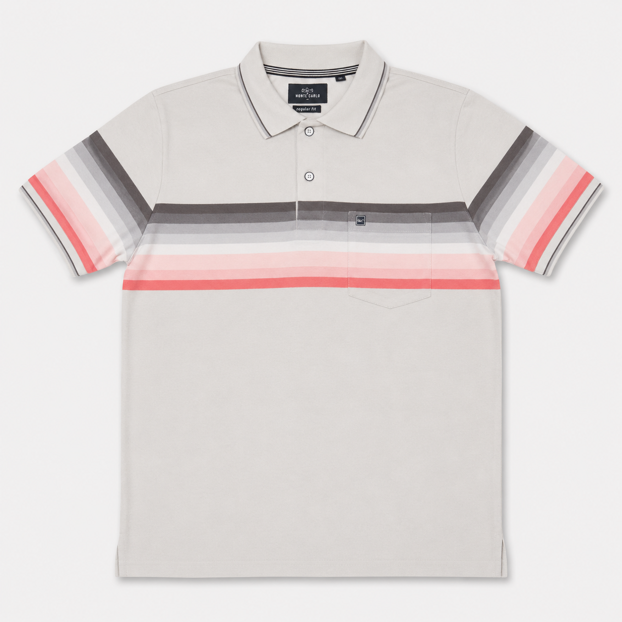 Men’s Light Grey Striped Polo T-Shirt