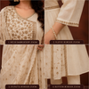Elegant Cream Embroidered Anarkali Kurta Set with Floral Dupatta | Women's Festive Ethnic Wear