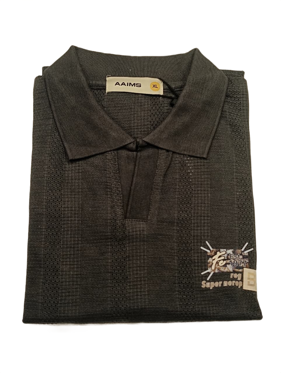 Men's Premium Charcoal Grey Textured Polo T-Shirt