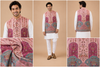 Royal Pink Printed Nehru Jacket Kurta Set