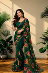 Elegant  Printed Georgette Saree with Designer Border