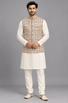 Beige Chevron Printed Modi Jacket
