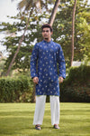 Royal Blue Floral Print Kurta Set