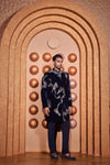 Midnight Blue Velvet Embellished Indo western Set