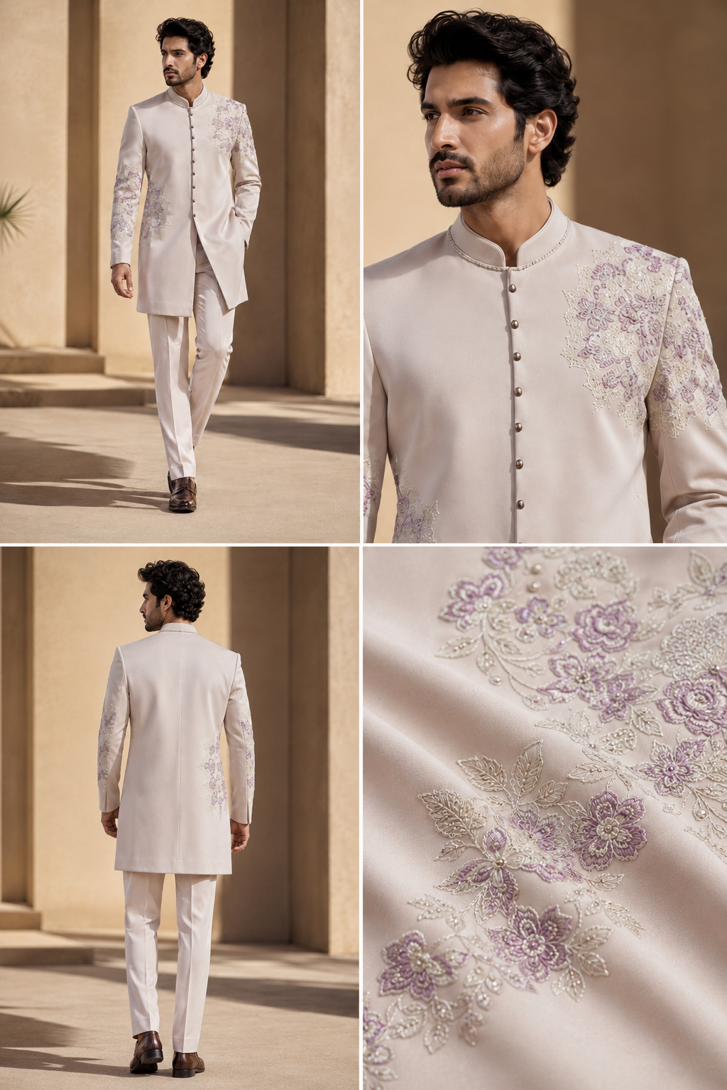 Ivory Embroidered Indo-Western Jodhpuri Suit