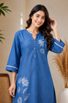 Women's Blue Embroidered Denim Co-Ord Set