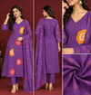 Royal Purple Floral Print Kurta Set with Dupatta