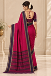 Magenta Pink Traditional Saree with Deep Purple Border