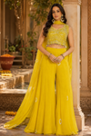 Radiant Sunshine Yellow Mirror Work Palazzo Set