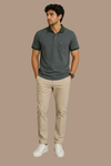 Men’s Charcoal Grey Textured Polo T-Shirt