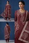Women’s Maroon Bandhani Print Kurta Pant with Printed Dupatta Set