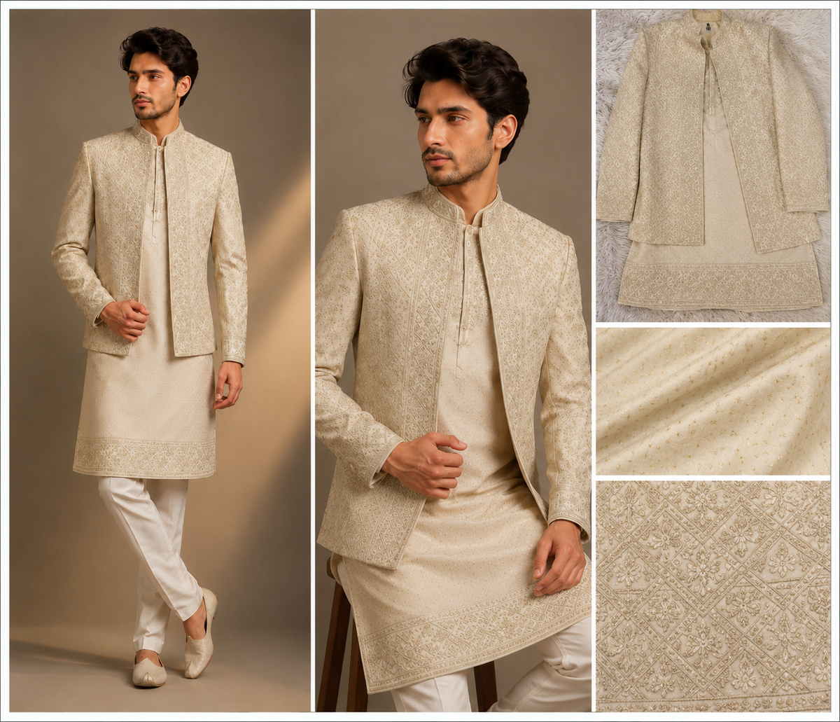Ivory Embroidered Indo-Western Jacket