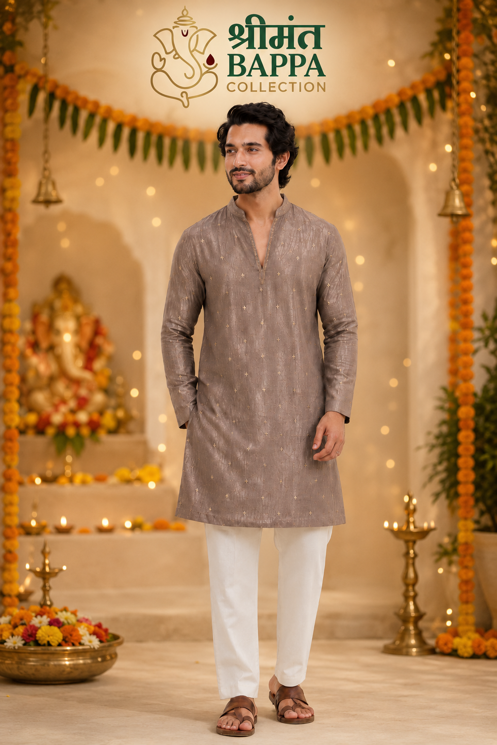 Plum Tissue Kurta