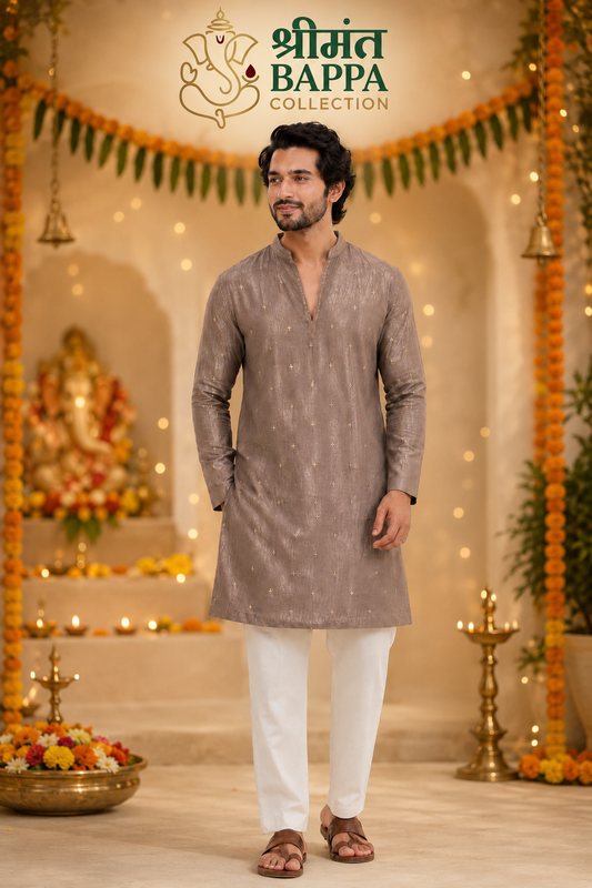 Plum Tissue Kurta