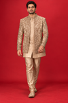 Champagne Gold Embroidered Indo-Western Jacket Set