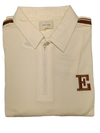 Men’s Off-White Half-Zip Polo T-Shirt with Contrast Sleeve Stripes