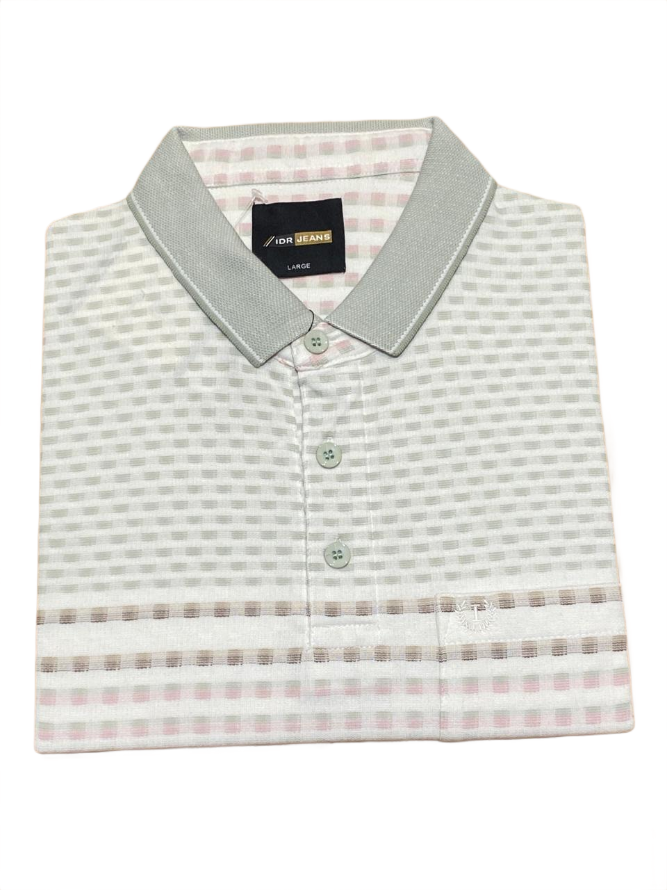 Men's Premium White & Grey Textured Polo T-Shirt