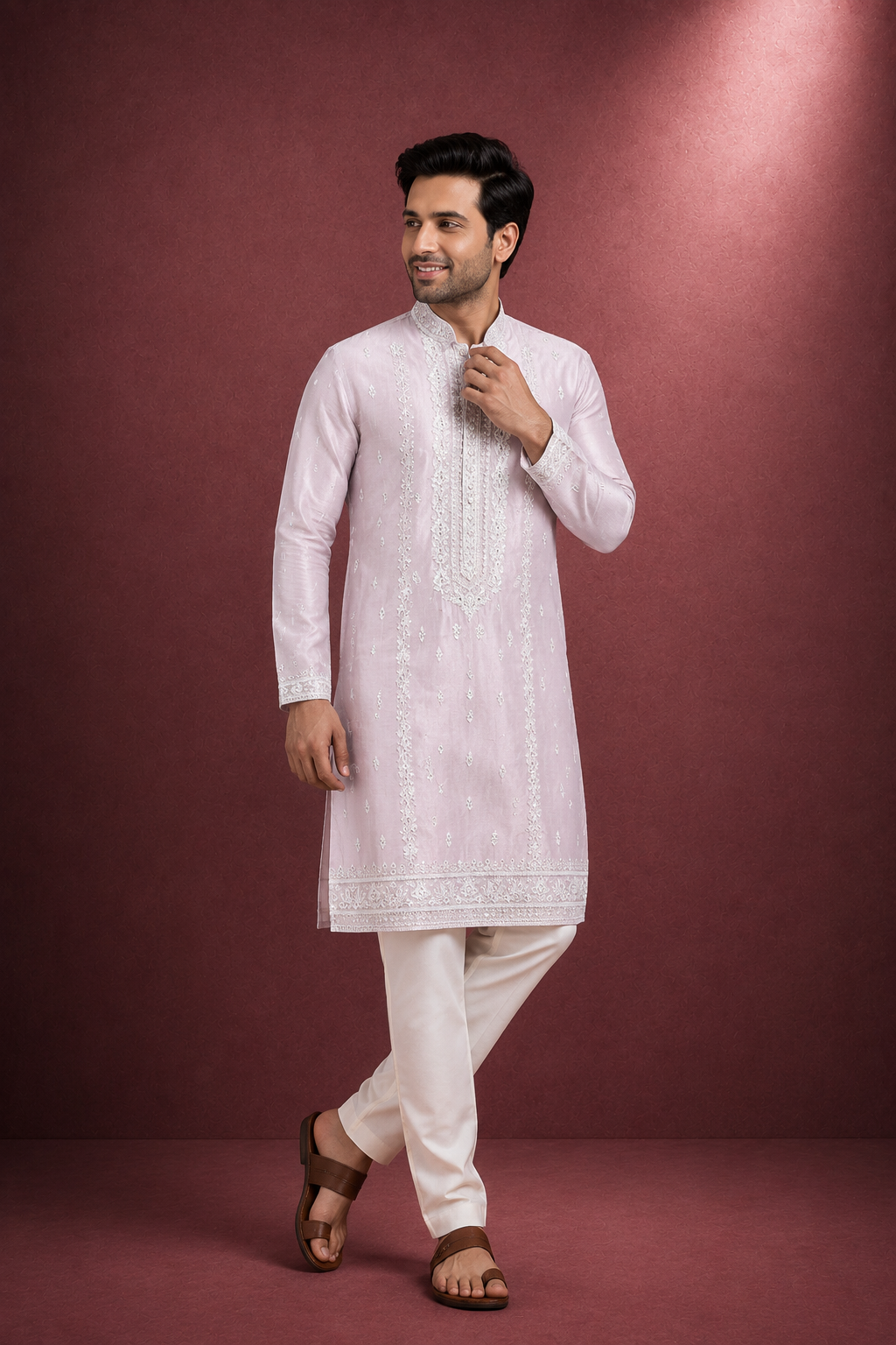 Blush Pink Embroidered Festive Kurta Set
