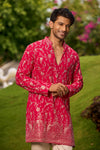 Royal Red Floral Embroidered Kurta