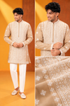 Beige Embroidered Festive Kurta Set for Men
